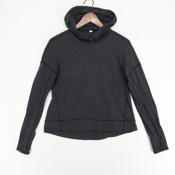 Lululemon Squad Goals Hoodie Womens 4 Black Gray Pebble Jacquard Lightweight‎ - Picture 1 of 9